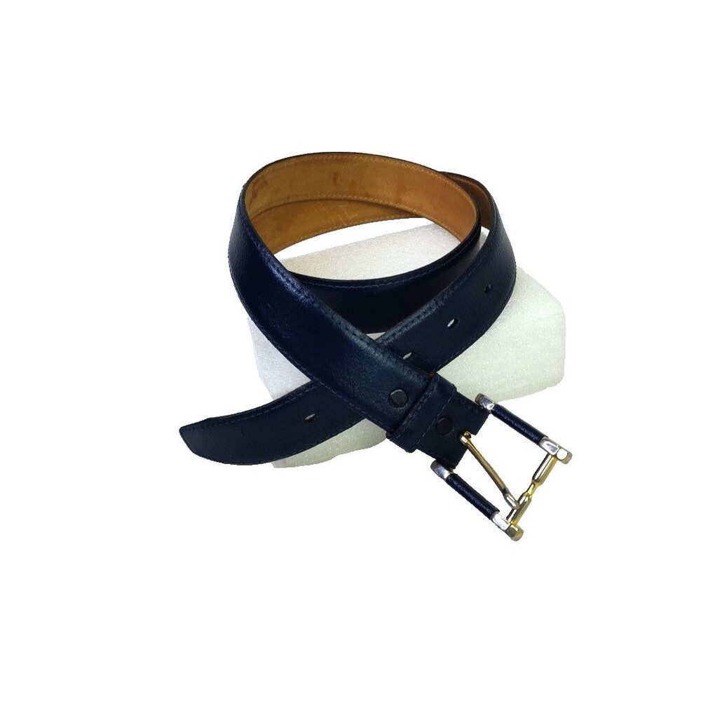 Tex Tan Men's Sz 38 Navy Blue 1" Belt Karema Cowhide Split Leather  2457M Vtg